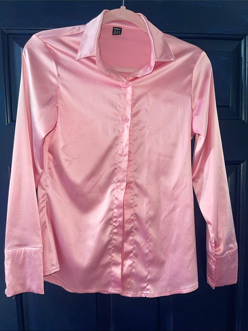 SHEIN Pink Stretch satin blouse